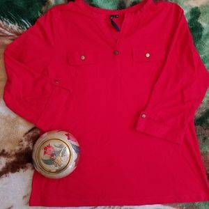 Red Long Sleeve Top Petite Medium
